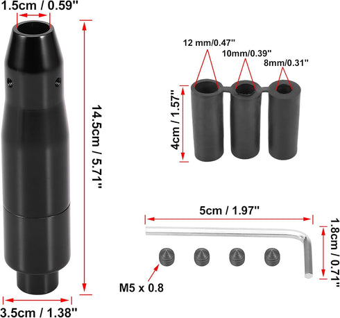 X AUTOHAUX Black Shifter Knob Automatic Gear Shift Knob with Push Buttons Universal Aluminum Alloy Lever Long Handle Stick with Adapter Set for Mo...