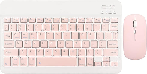 Bluetooth Keyboard Mouse Set, 10 Inch USB Charging Ultra Thin Quiet Keyboard with DPI Mouse, Composite Keys Keyboard Mouse Combo for Cellphone Lap...