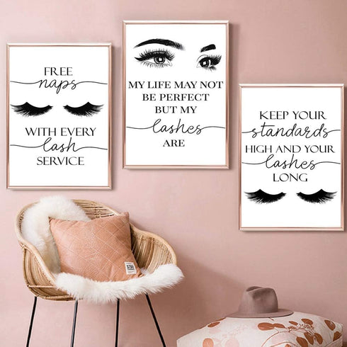 Beauty Salon Wall Decor Eyelashes Guide Poster Makeup Wall Art Decor Esthetician Gift Canvas Print Lash Bundle Fashion Wall Art Modern Artwork for...