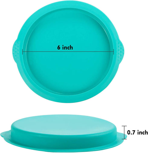 Webake Rainbow Cake Pans, 6 Inch Round Silicone Baking Pans, Set of 6, Great for Jumbo Whoopie Pie, Vegetable Pancakes, Taco Shells, Pizza Crust, ...