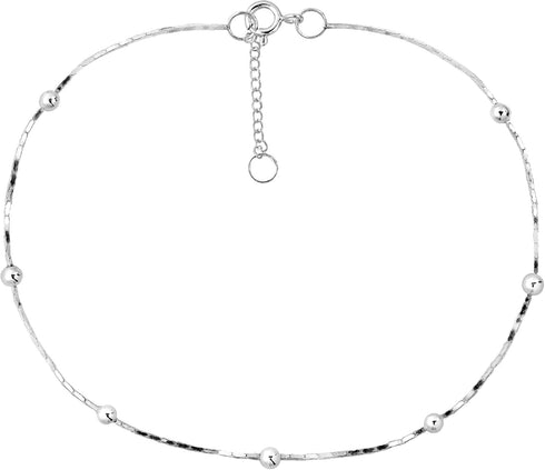 AeraVida Adjustable Classic Chain Silver Beads Casual Wear 925 Sterling Silver Anklet Bracelet, 9-10 inch...