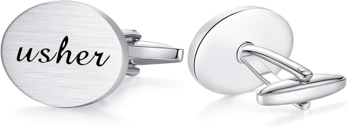 HONEY BEAR Wedding Cufflinks Tie Clip Set for Men's Shirt Marriage Gift with Box,Brushed Silver...