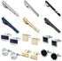 CASDAN Men's Cufflinks and Tie Clips Set for Men Classic Tie Bar Clip Necktie Clip Tuxedo Shirt Cuff Links Set for Wedding Business and Daily...