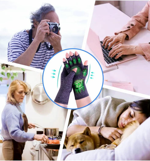 Donfri 2 Pairs Arthritis Compression Gloves - Fingerless Gloves for Women & Men, Arthritis Pain Relief - Rheumatoid & Osteoarthritis, Raynaud's & ...