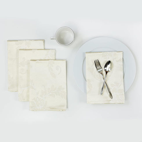 Benson Mills Harmony Scroll Woven Damask Fabric Set of 4 Napkins, Everyday, Parties, Special Occasions, Weddings and Holiday Cloth Napkin (18" x 1...