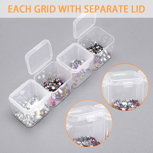FOME Diamond Embroidery Box, 2 Pack Clear Diamond Painting Storage Box Containers Each with 28 Mini Compartments Grids Mosaic Kits Accessories Sto...