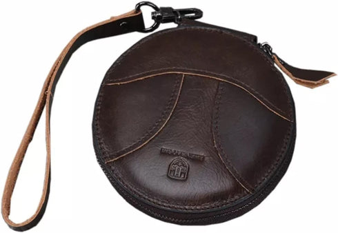 Genuine Leather Patchwork Retro Round Coin Purse Change Pouch Small Slim Clutch Wristlet RFID Blocking Wallet (Expresso)...