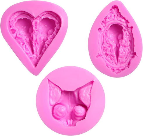 Crow Skull Silicone Candy Molds, Cat Head Charm Chocolate Kitchen Baking Mold for Halloween Cake Decoration Cupcake Topper Fondant Sugar Craft Gum...