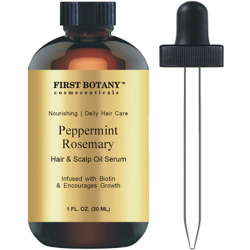 First Botany, Peppermint Rosemary Oil Encourages Hair Growth, Scalp & Hair Strengthening Serum With Biotin, Nourishing Treatment for Split Ends, D...