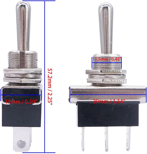 weideer 2Pcs Momentary Toggle Switch 12V 25A SPDT (ON)/Off/(ON) 3 pin 3 Position Waterproof Toggle Switch with Waterproof Cover for Auto Car KN3D-...