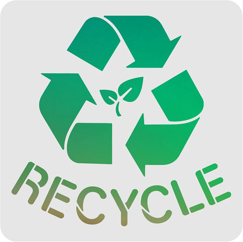 FINGERINSPIRE Recycle Logo Stencil 11.8x11.8 inch Recycle with Text Stencil Reusable Plastic Recycle Sign Stencil with Leaf Pattern DIY Reuse Logo...