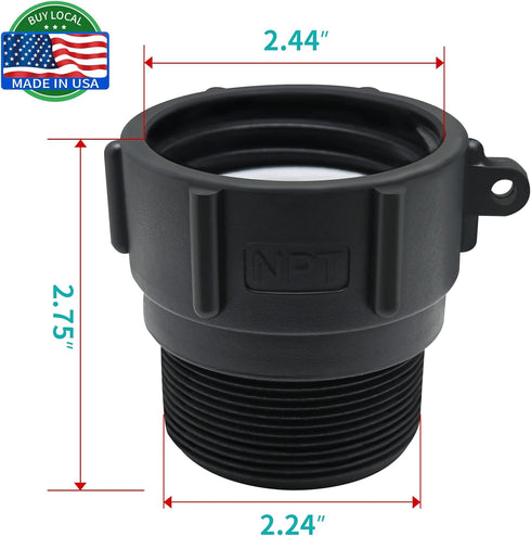 275 330 Gallon IBC Tote Adapter 2" Female Buttress Coarse Thread x 2" Male NPT Pipe Thread IBC Tote Connector Food Grade Water Tank Adapter (2)...
