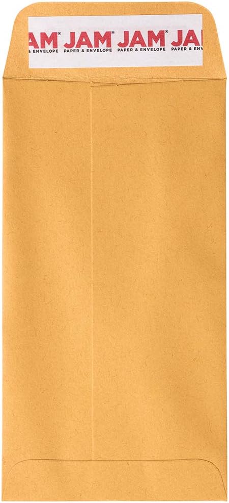 JAM PAPER #7 Coin Business Envelopes with Peel and Seal Closure - 3 1/2 x 6 1/2 - Brown Kraft Manila - 50/Pack...