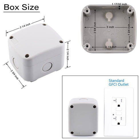 Nineleaf Outdoor Electrical Box,Small Electrical Junction Box 3 1/4"X2 3/4"X2 1/4"(86X74X62Mm) Ip66,White,Surface Mount Junction Box with Cover,Wa...