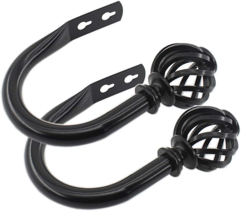 2 Pack Curtain Holdbacks,ULIFESTAR U Shaped Wall Mounted Curtain Tieback Hooks Drapery Tiebacks Decorative Curtain Hooks Window Treatment Holdback...
