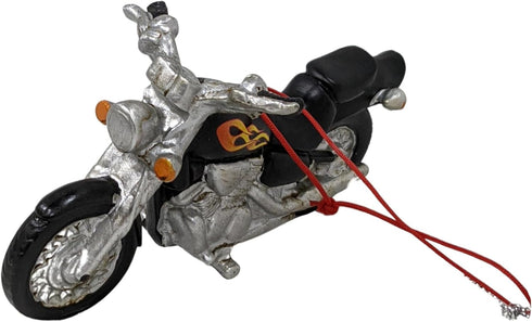 Black Motorcycle With Flames Resin Hanging Christmas Ornament...
