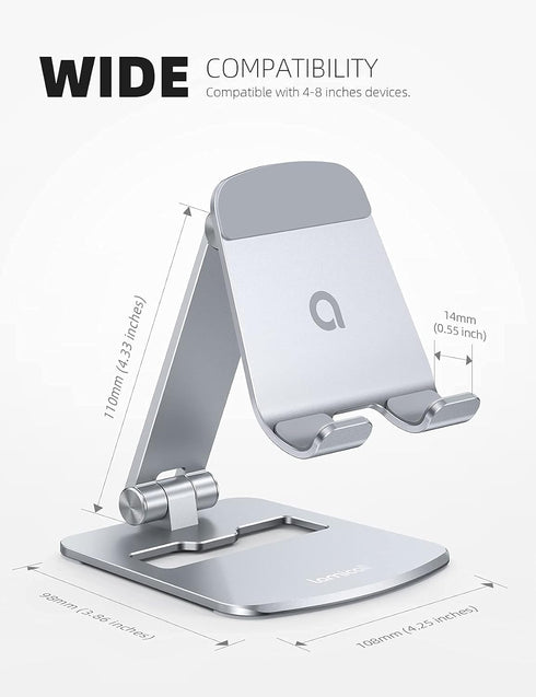 Lamicall [???????????????? Aluminum Stable Large Base Phone Stand Holder for Desk, Superb Surface Craftsmanship, Portable Cell Phone Dock, Compati...