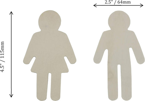 Creative Hobbies 24 Pack - 4.5 Inch Wood Male & Female Shapes, Wood Natural Slices Wooden Cutouts for DIY Crafts Painting Staining Burning, School...