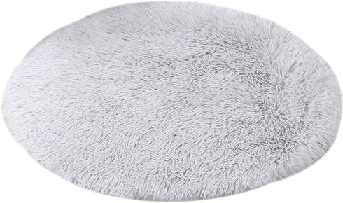 16 Inch Plush Dog Bed Mat Warm Fluffy Round Puppy Crate Pad with Anti-Slip Waterproof Bottom Soft Comfy Pet Kennel Mat for Small and Medium Dogs S...