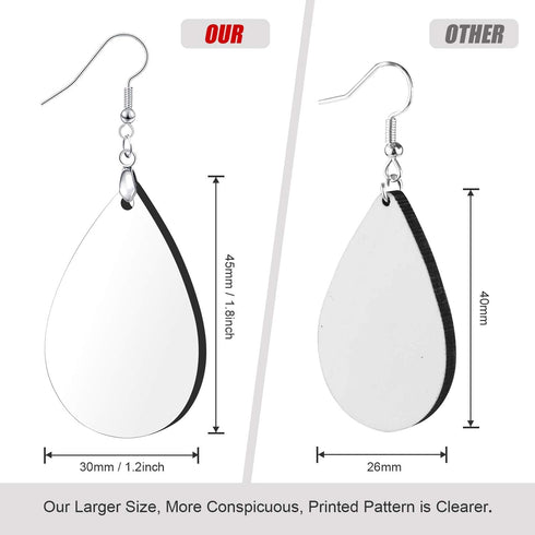 YGAOHF 1.8" Lightweight Wood Earrings Blanks, 16pcs White Teardrop, Unfinished, DIY Sublimation Earring Making...