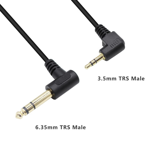 90 Degree 1/8 to 1/4 Stereo Audio Cable, Right Angle 3.5mm TRS Male to 6.35mm TRS Male Aux Cord for Guitar, Keyboard Piano, Laptop, Speaker and Am...