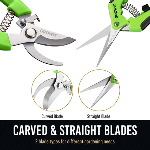 Pruning Shears & Gardening Scissors Set - 7"" Titanium Coated Sharp Garden Clippers, Stainless Steel Garden Shears for Plant - Garden Pruners, Flo...