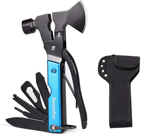 Multiool Axe,Survival Gear Kit,14 in 1 Camping Gear with Hatchet Hammer Plier Knife Bottle Opener for Outdoor Household Hiking Bushcraft Fishing,C...