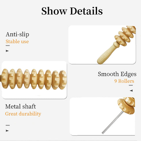 Wood Therapy Massage Tools Manual Massage Roller Stick for Body Sculpting, Maderoterapia Kit- Cellulite Massager for Muscle Pain Relief, Fascia, C...