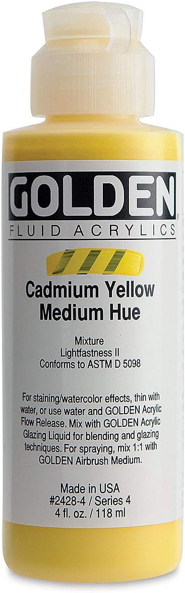 Golden Fluid Acrylics - Cadmium Yellow Medium Hue - 4 oz Bottle...