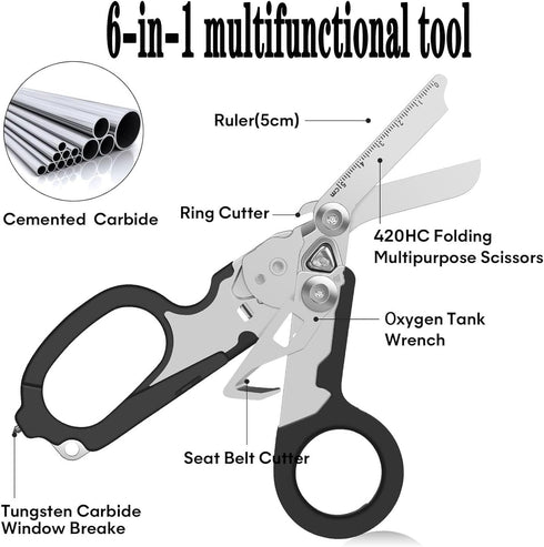 6 in1 Trauma Shear ssuit,Emergency Shears with Strap Cutter and Glass Breaker Stainless Steel...