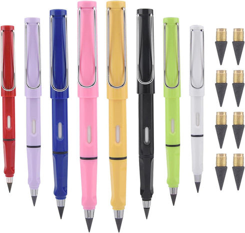 8Pcs Everlasting Pencil, Inkless Pencil with 8 Replacement Tips, Unlimited Writing, Portable Reusable Erasable Writing, for Art Sketch Painting To...