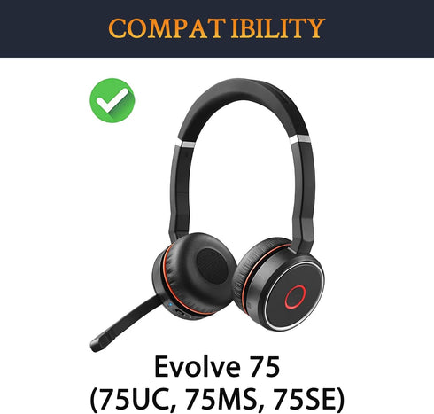SOULWIT Cooling Gel Earpads Replacement for Jabra Evolve 75(75UC 75MS 75SE) Stereo Wireless Bluetooth Headset, Ear Pads Cushions with High-Density...