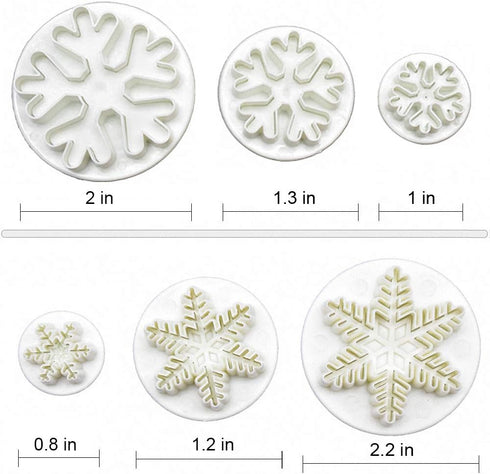 HiParty 6Pcs/Set Snowflake Fondant Cutter, Cookie Cutter Set with 6 Snowflake Shapes, White/Transparent, Plastic, Hand Wash Only...