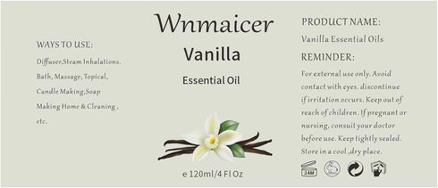 Vanilla Essential Oil 4 Oz - Pure Essential Oils - Vanilla Body Oil for Massage Oil, Skin & Diffuser and Aromatherapy 120 mL...