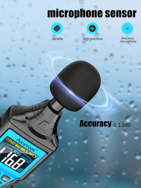 decibel meter spl meter Sound Level Meter dB Meter Sound and Noise Meters Measuring 30 dB to 130 dB...