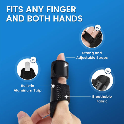Simplation Trigger Finger Splint and Ice Pack (2+2 Set) for Pain Relief, Knuckle Immobilization, Straightening Arthritis, Injured Mallet Finger, F...