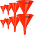 DEDICO Oil Funnels - Plastic Funnel Set for Car, Automotive, Kitchen - Mini, Small, Large Red (8pcs)...