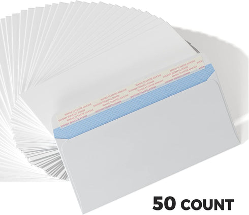 #10 Envelopes Self Seal Security Tinted Envelopes for Privacy & Business, Peel and Seal, NO Window, Letter Size 4-1/8 x 9-1/2 Inches, 24 LB,White ...
