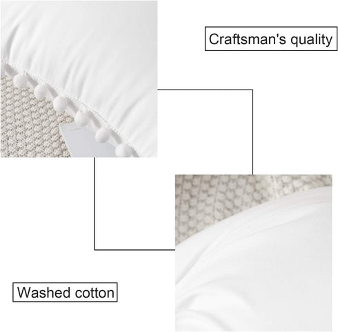 CAWANFLY Set of 2 Decorative Throw Pillow Covers with Cute Pom Pom, Square Soft Cushion Case Home Decor for Couch Sofa Bed 18x18Inch/45x45 cm (Whi...
