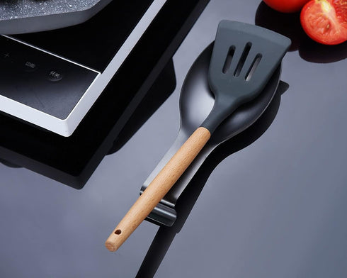 Matte Black Spoon Rest, Stainless Steel Spoon Holder for Stove Top, kitchen utensils Holder for Ladles, Tongs, Spatula, Stove Spoon Holder, Pot Li...