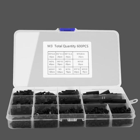 600PCS M3 Male Female Nylon Hex Spacer Standoffs Screws Nuts, Motherboard Standoffs and Screws Assortment Kit, Threaded Pillar for Circuit Board P...