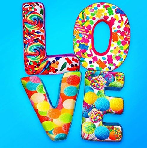 iscream Lettermania O Initial 16" Candy Collage Print Fleece Back Microbead Pillow...