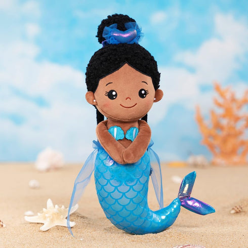 OUOZZZ 15" Soft Black Mermaid Doll for Girls - First Plush Baby Doll Sleeping Cuddle Buddy Toy Stuffed Animals Doll for 3 year old Kids...