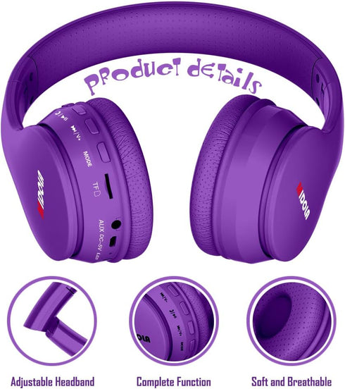 Kids Headphones Bluetooth 5.3 Wireless 60H Play Time Volume Limit 85/110dB Over Ear Foldable Protection Headset/Wired AUX Cord Mic for Child Boy G...