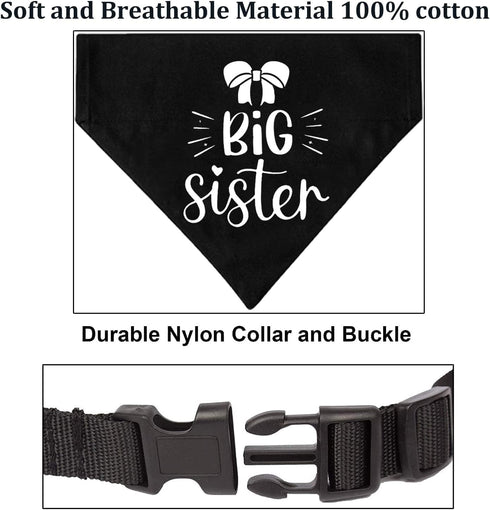 Big Sister Dog Bandana Collar, Pregnancy Announcement Dog Bandana, Strong D-Ring for Easy Leash Attached Gender Reveal Dog Bandana, Adjustable Dog...