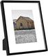 Golden State Art, 8x10 Black Picture Frame Display Photo 5x7 with Mat or 8 x 10 Without Mat for Wall Mounting, Classic Satin Aluminum Frames with ...