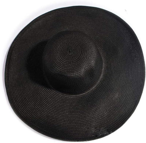 Women's Ridge Wide Floppy Brim Summer Hat Large Brimmed Garden Beach Sun Hat Big Summer Sun Hat Straw Cap Party Garden Travel Black...