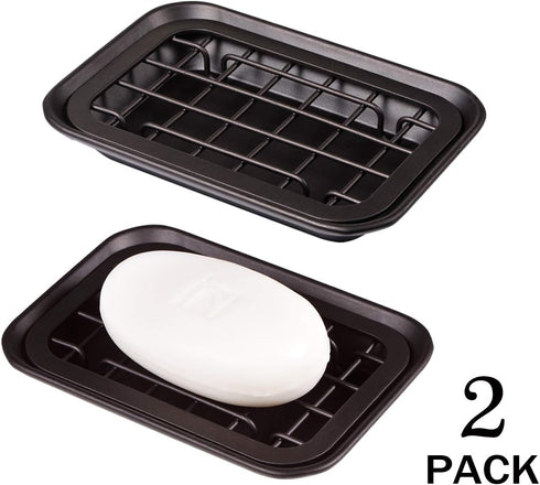 Kitchen and Bathroom Soap Dish Tray - Metal 2-Piece Soap Dish Tray with Drainage Grid and Holder for Kitchen Sink Countertops to Store Soap, Spong...