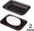 Kitchen and Bathroom Soap Dish Tray - Metal 2-Piece Soap Dish Tray with Drainage Grid and Holder for Kitchen Sink Countertops to Store Soap, Spong...