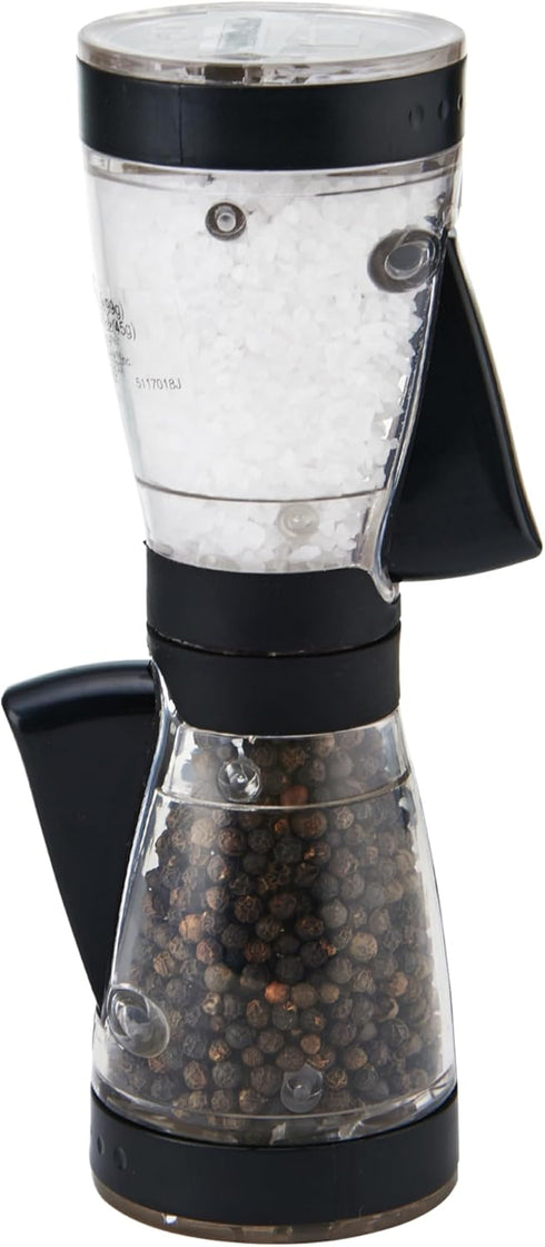 KAMENSTEIN One-Handed 2-in-a-1 Dual Salt and Pepper Grinder-Adjustable and Refillable, 8-Inch, Black...